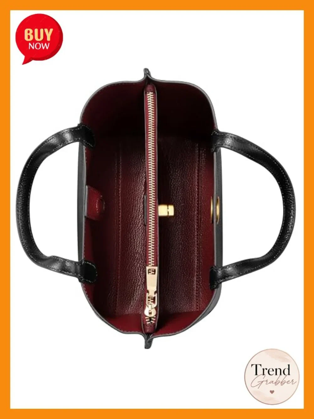 Genuine Leather Satchel Tote Bag Medium Size Purse with Gold Hardware
